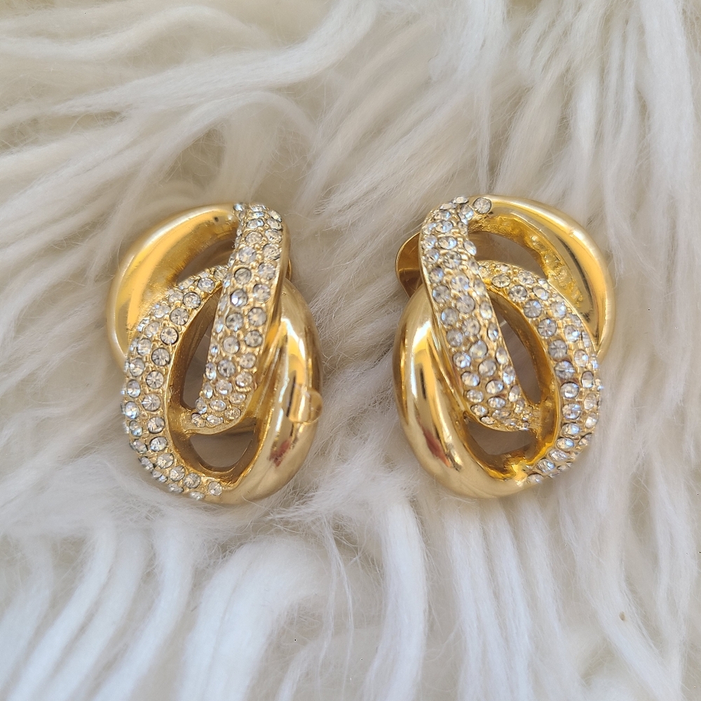 Christian Dior Gold Toned Knot Clip-On Earrings- Great Condition